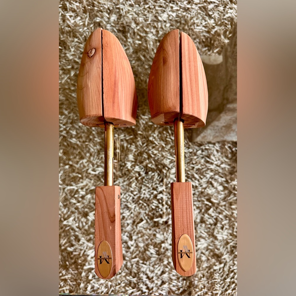 Elegant Wooden Shoe Trees with Gold Accents
